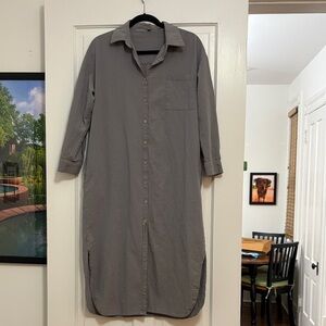 Gray Button-Up Shirt Dress